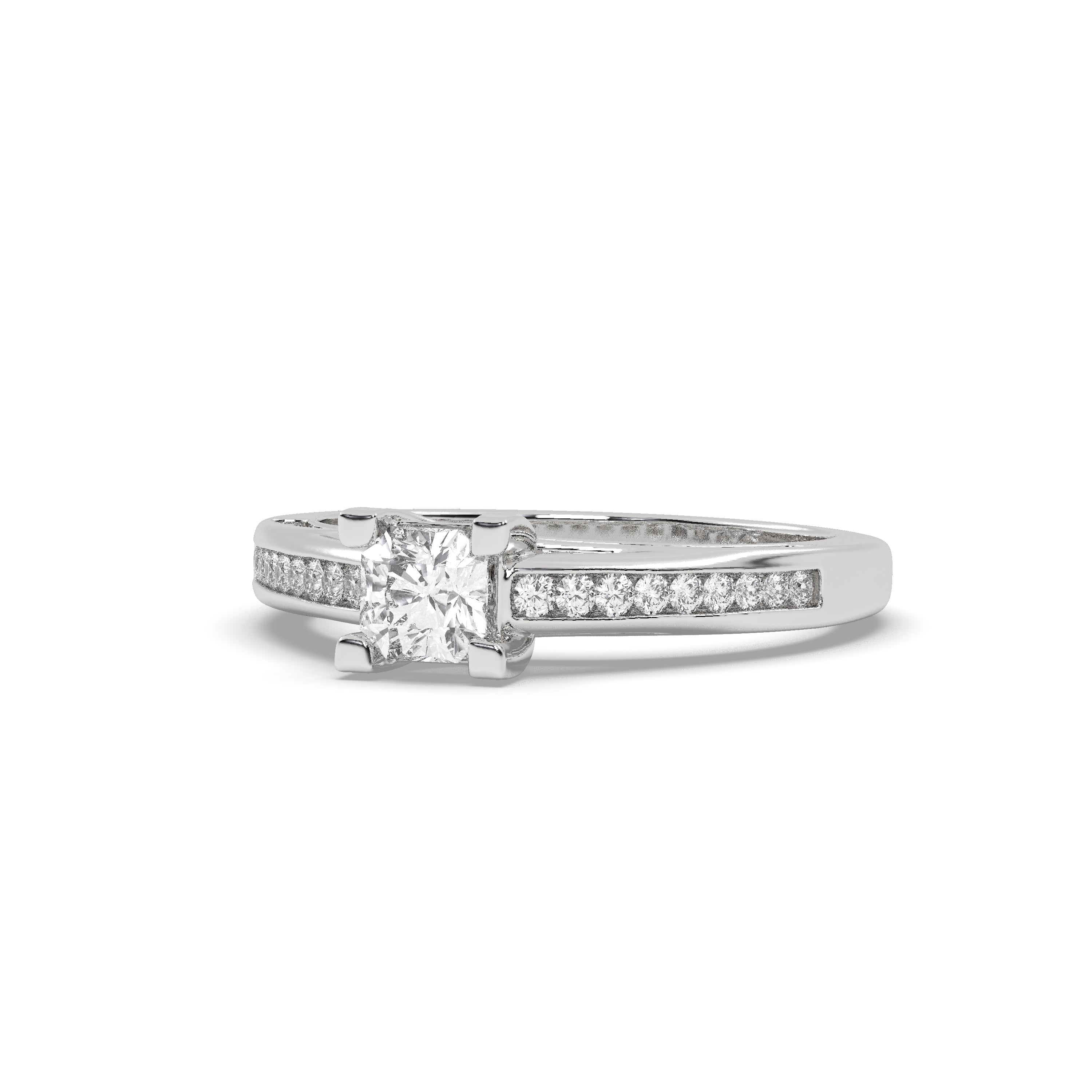 White Gold Studded 2.272 Carat Lab Grown Diamond Ring-E Color VS1 Clarity.